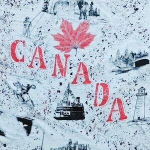 Vintage 90s Canada All Over Print AOP T-Shirt Double Sided Single Stitch XL
